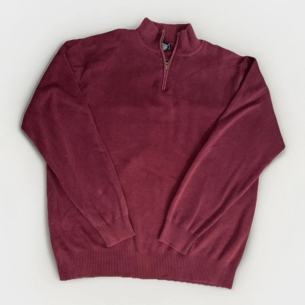 Dockers Men’s 3XLT 1/4 Zip Maroon Sweater 100% Cotton